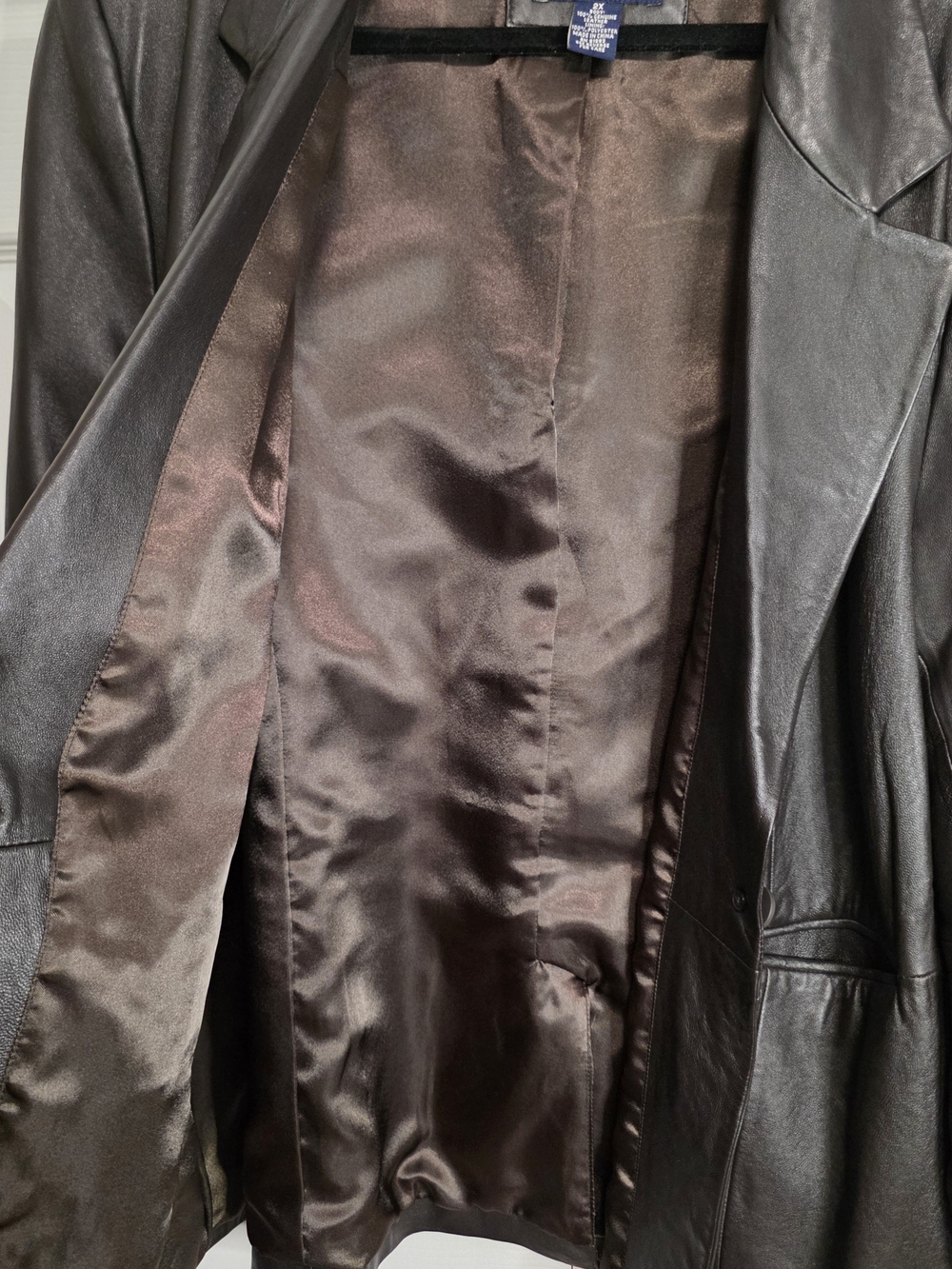 Women's Brown Leather Blazer Jacket - Picture 3 of 7